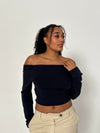Simona 2 ways tie blouse - Navy