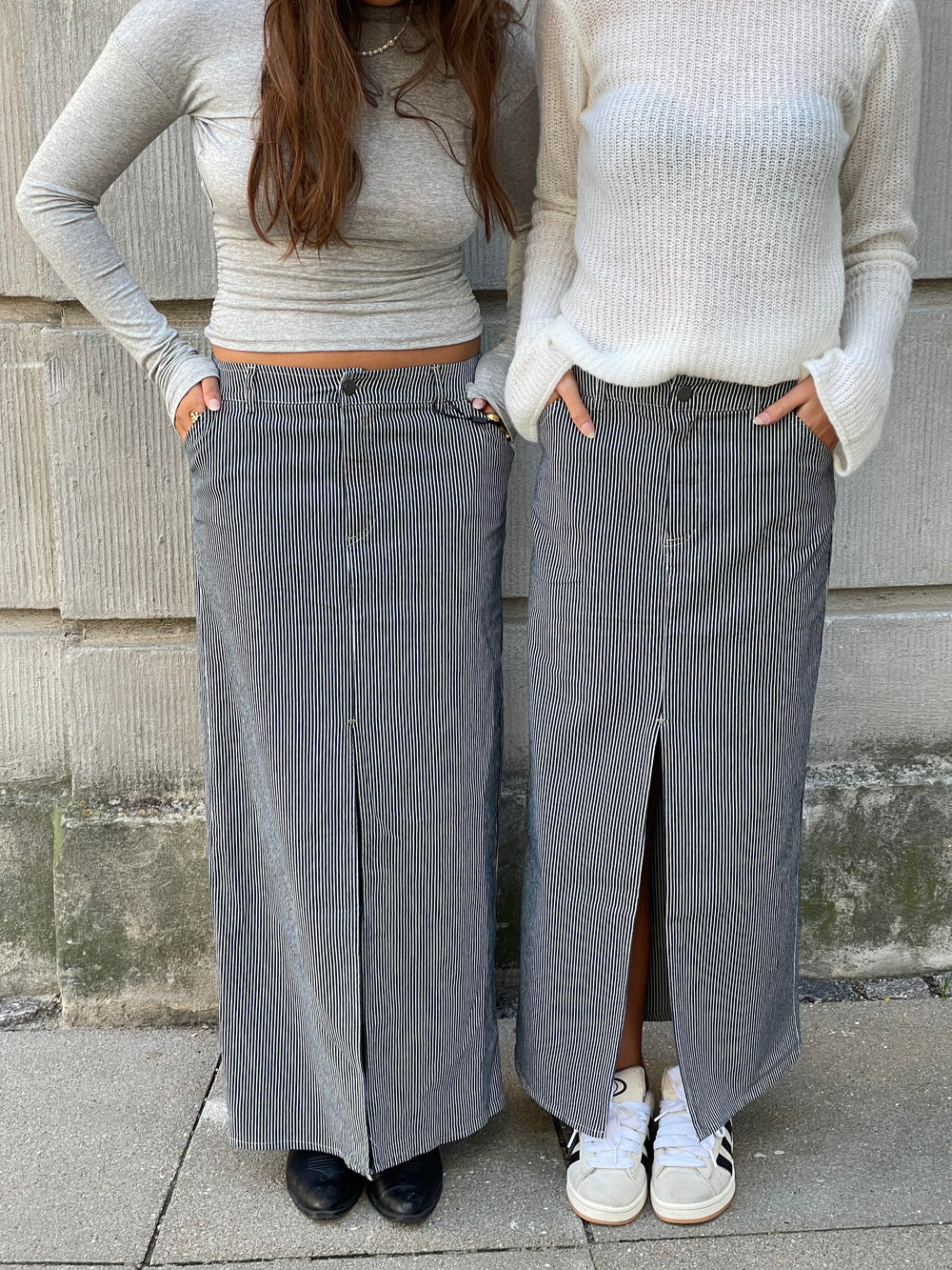 Mandalina striped denim skirt - Navy/white