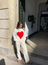 Red heart knit - White