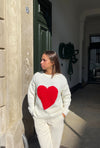 Red heart knit - White
