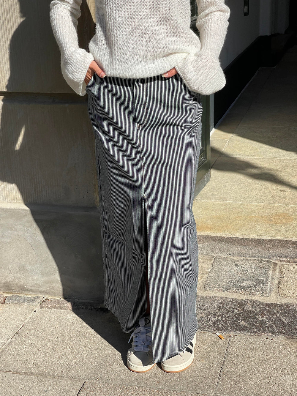 Mandalina striped denim skirt - Navy/white