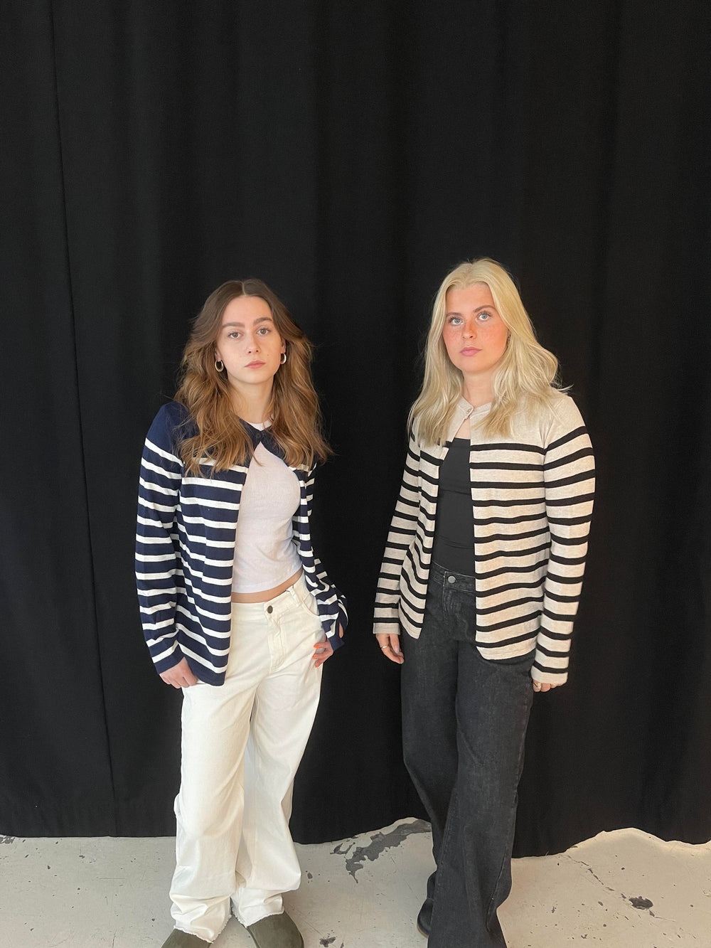 Xenia cardigan with stripes - Beige/black