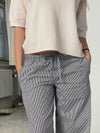 Adina low waisted pants with stripes - Black