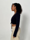 Simona 2 ways tie blouse - Navy