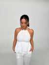 Cleo linen top with open back - White