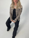 Xenia cardigan with stripes - Beige/black