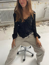 Denisi satin blouse - Black