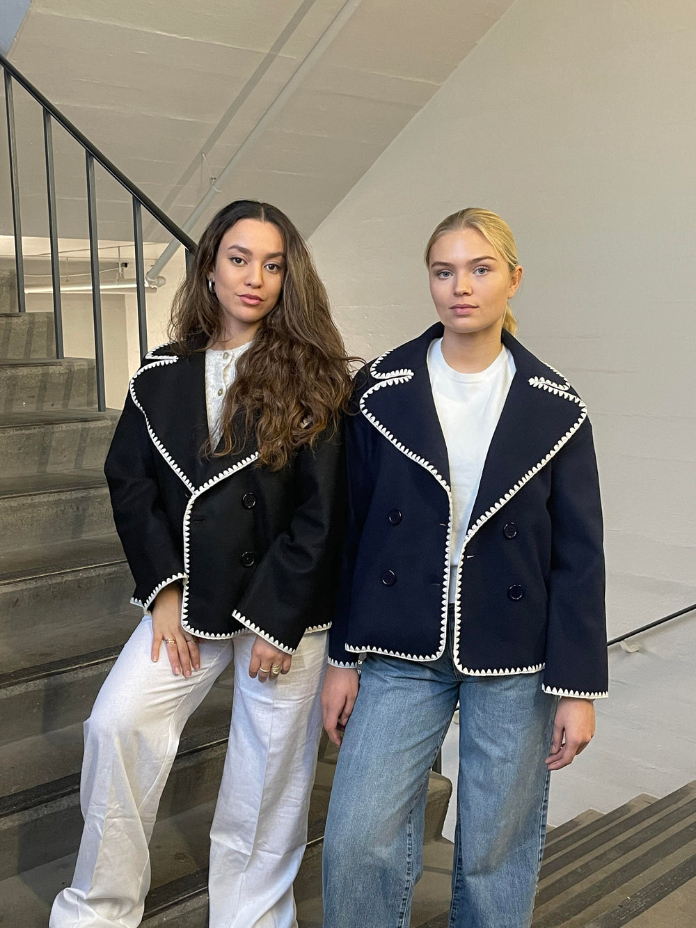 Adele stitching jacket - Navy
