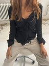 Denisi satin blouse - Black