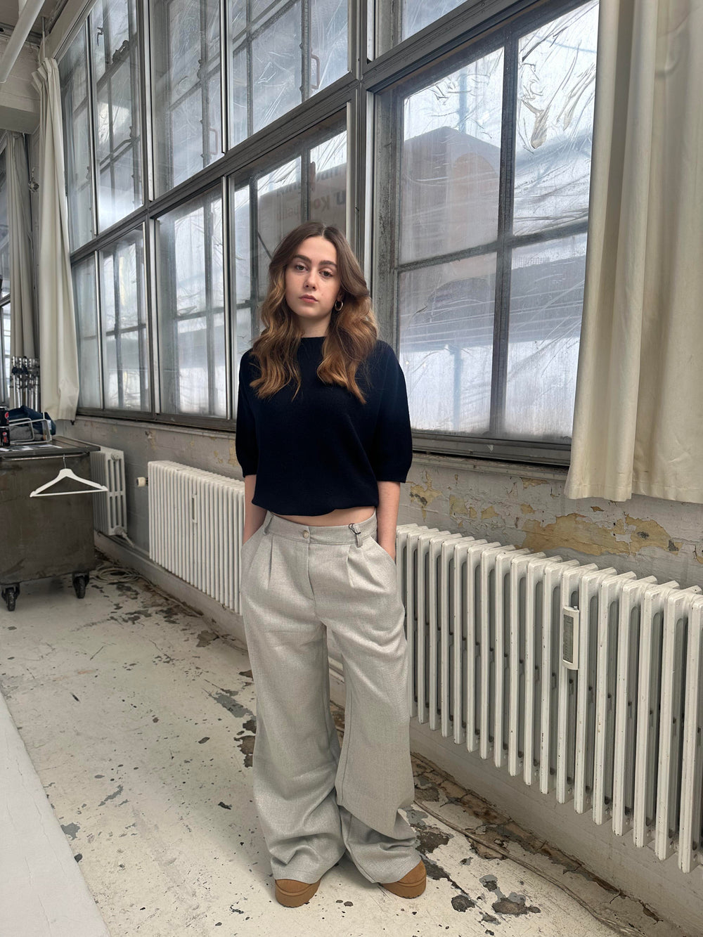 Donna oversized glitter pants - Light grey
