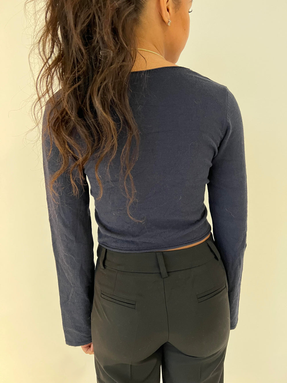 Simona 2 ways tie blouse - Navy