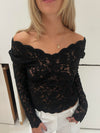 Bodil long sleeve lace blouse - Black