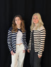 Xenia cardigan with stripes - Navy/white