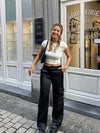 Fauna satin cargo pants - Black