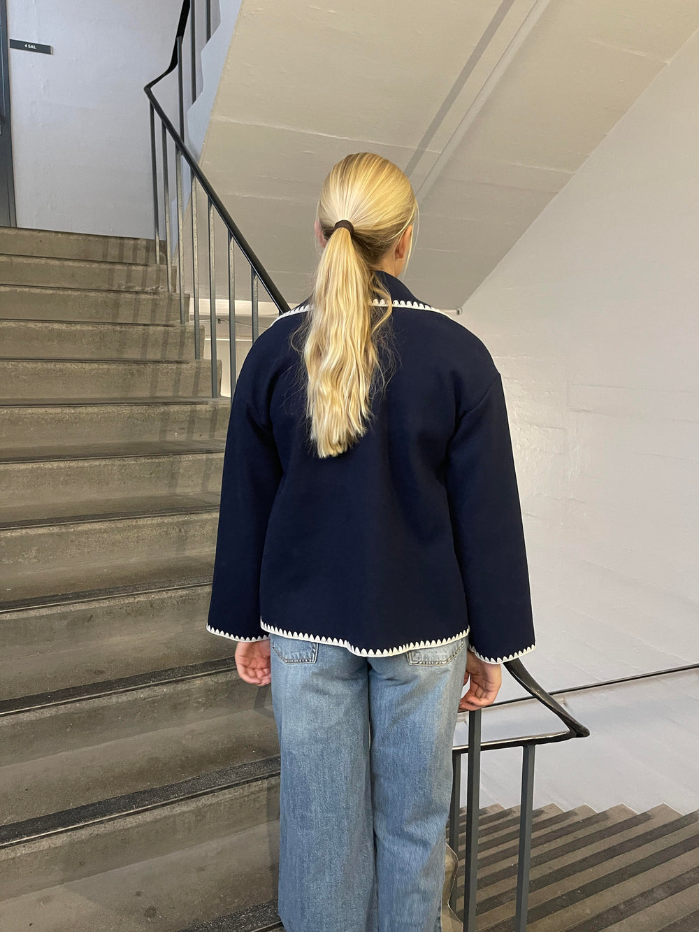 Adele stitching jacket - Navy