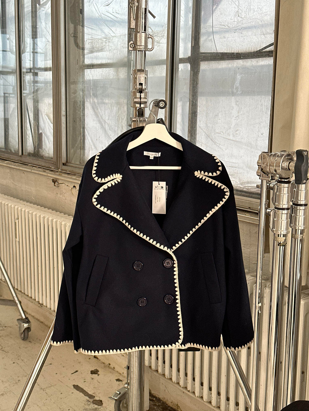 Adele stitching jacket - Navy