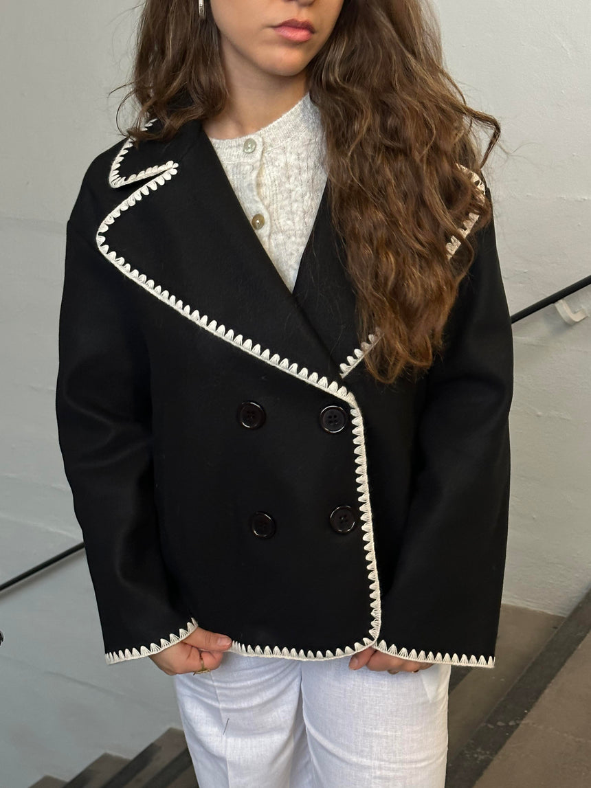 Adele stitching jacket - Black