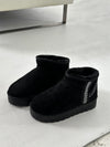 Manila teddy boots with plateau sole and braided details - Black