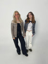 Xenia cardigan with stripes - Navy/white