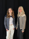 Xenia cardigan with stripes - Beige/black
