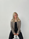 Xenia cardigan with stripes - Beige/black