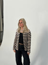 Xenia cardigan with stripes - Beige/black