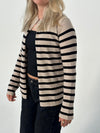 Xenia cardigan with stripes - Beige/black