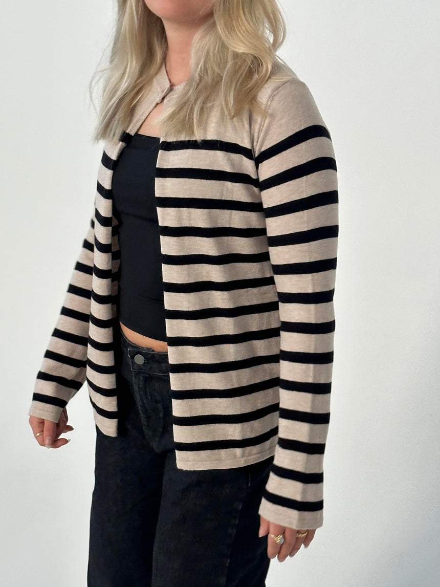 Xenia cardigan with stripes - Beige/black