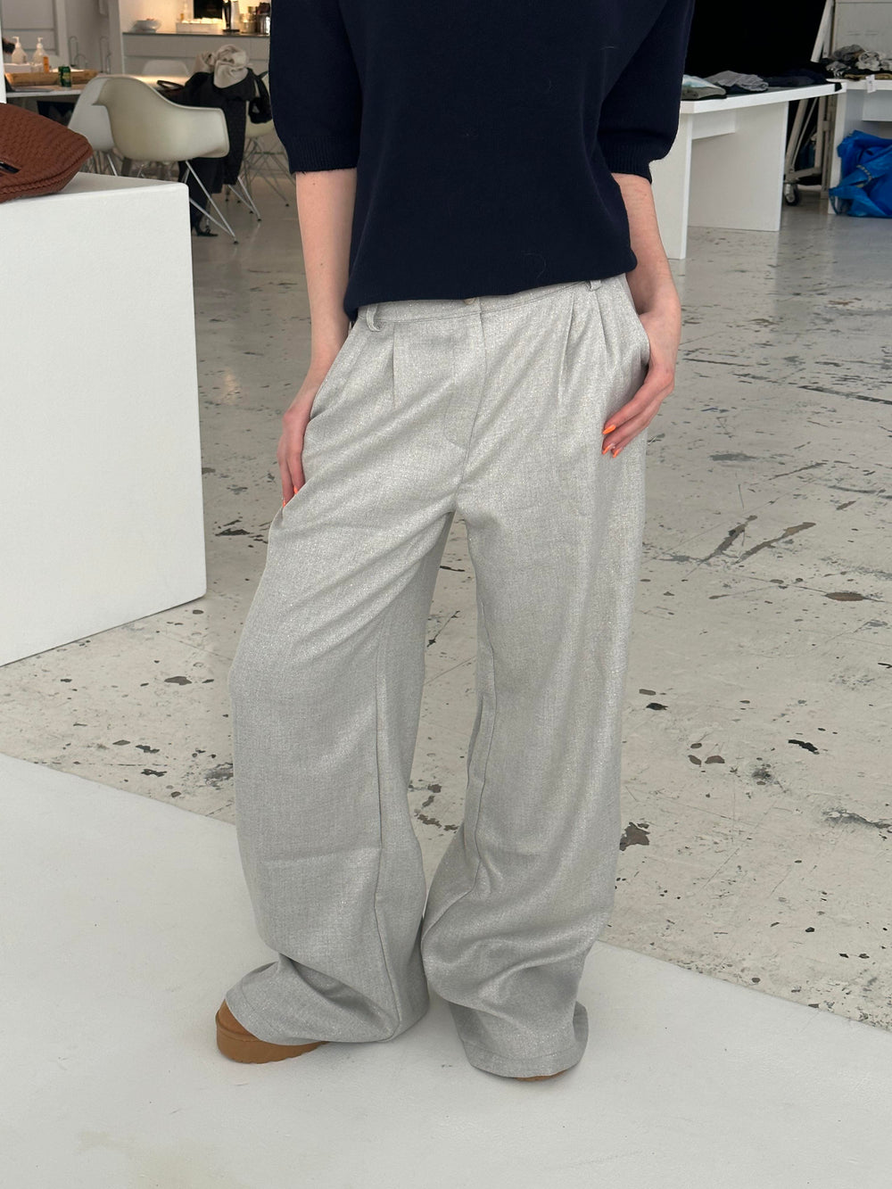 Donna oversized glitter pants - Light grey