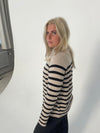 Xenia cardigan with stripes - Beige/black