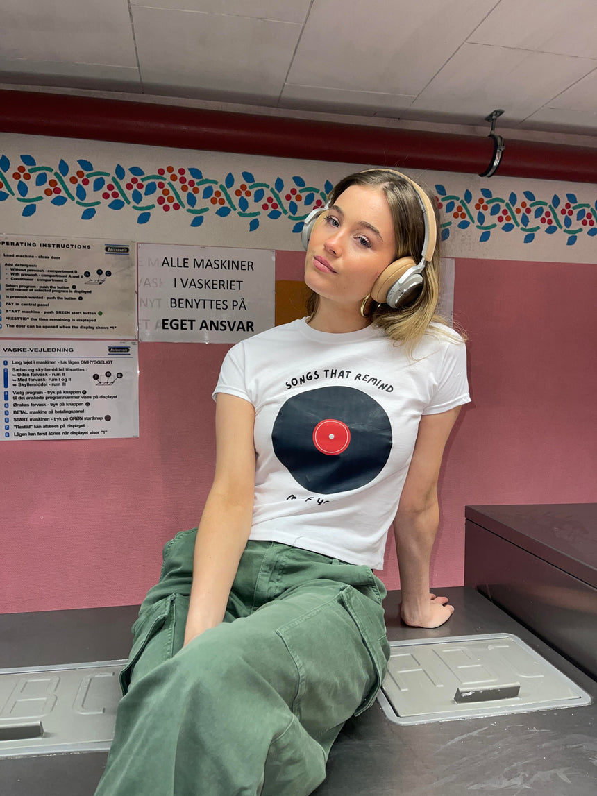 "Songs that remind me" baby tee - white