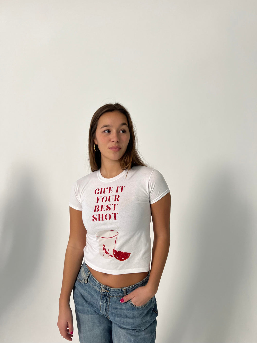 "Give it your best shot" baby tee - white