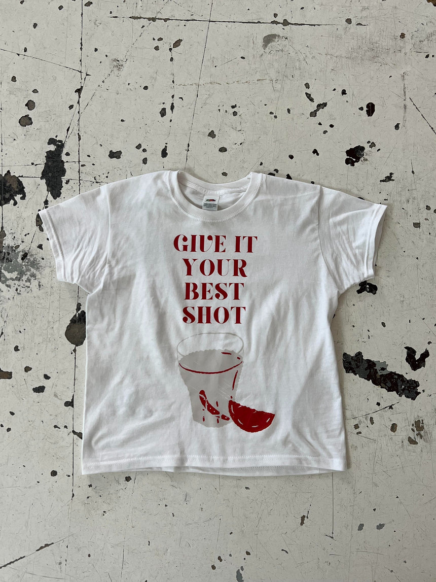 "Give it your best shot" baby tee - white