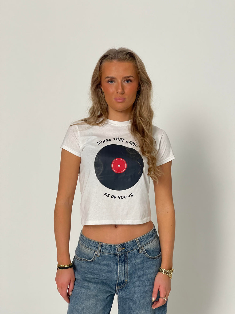 "Songs that remind me" baby tee - white
