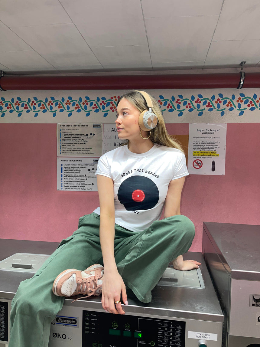 "Songs that remind me" baby tee - white