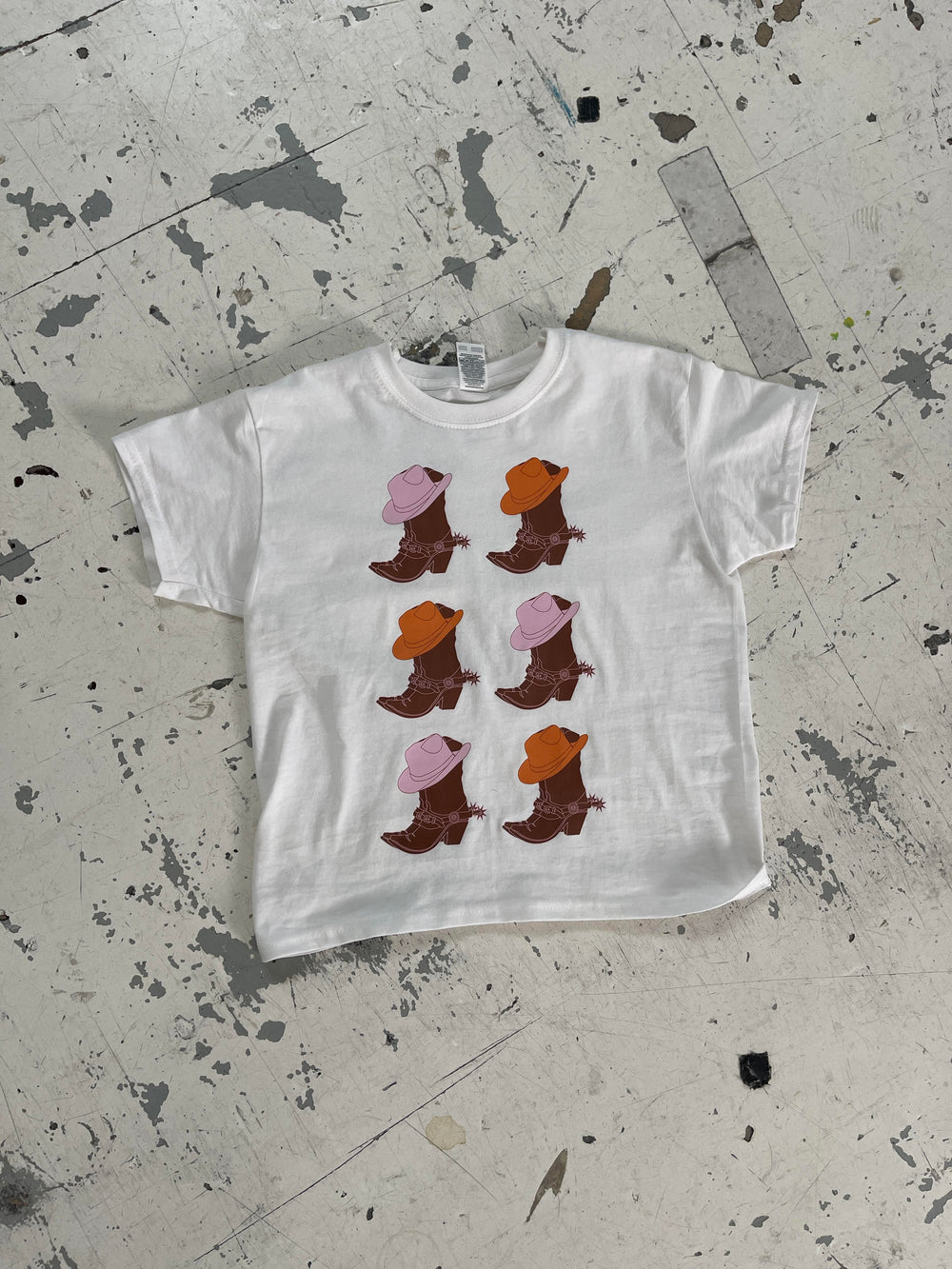 "Cowboy boots" baby tee - white