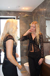 Isamara lace blouse with velour - Black