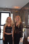 Isamara lace blouse with velour - Black