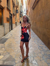 Deja dress with flowers – Black/red