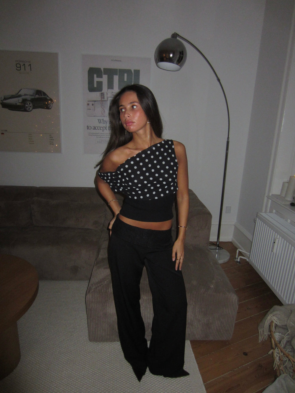 Kimmie polka dotted top - Black/white