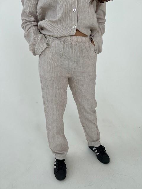 Hilja stribed linen pants - beige