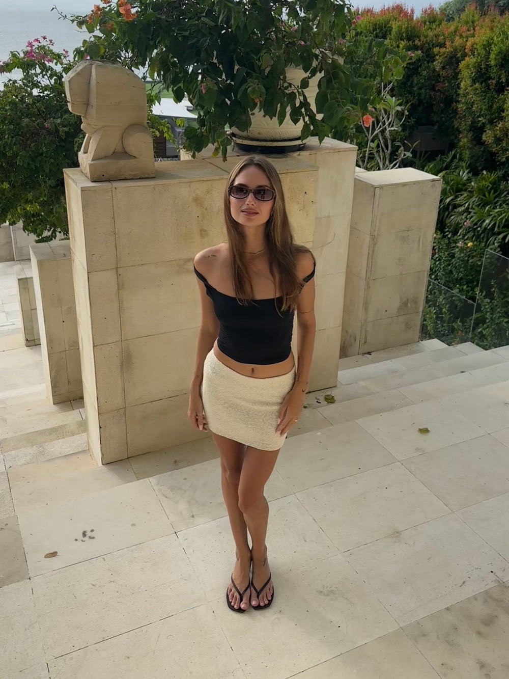 Bella mini skirt with sequins - Off white