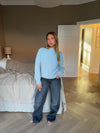 Alaia low-waisted jeans with lightning detail - Grey denim