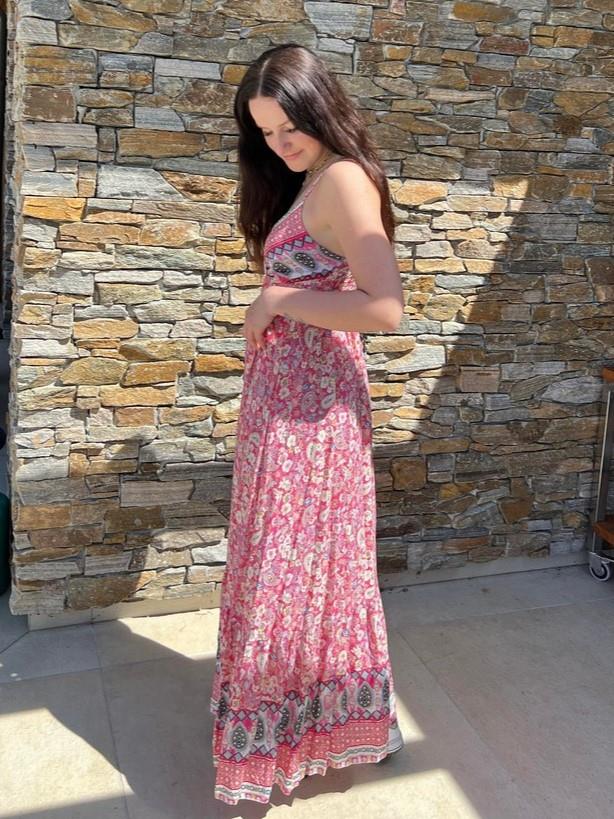 Anastasia maxi dress with pattern - Pink