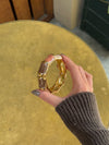 Ebony striped bangle – Coral/brown/gold/off-white