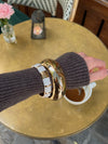 Eivora striped bangle – White/gold