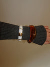 Eivora striped bangle – White/gold