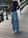 Alaia low-waisted jeans with lightning detail - Light denim