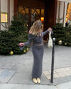 Brooke knitted maxi skirt - Grey/brown