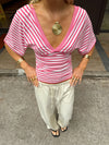 Scandivv striped blouse – Pink/White